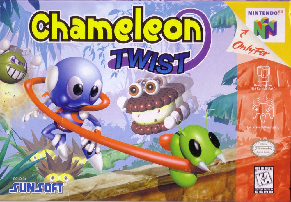 Chameleon Twist box art for Nintendo 64